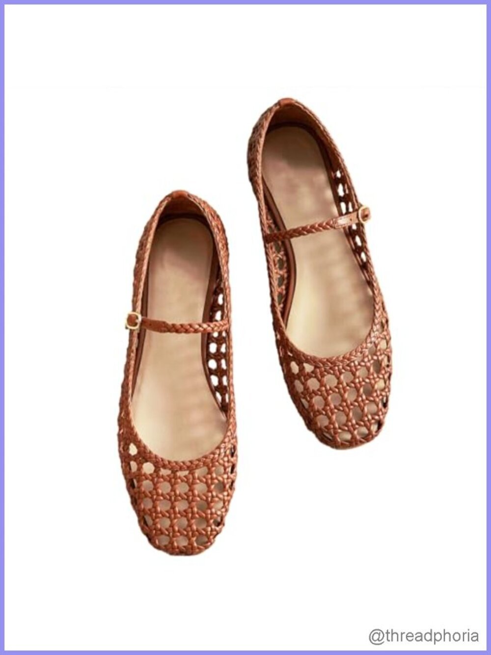 Woven Mesh Ballet Flats with Metal Buckle Strap Mary Jane Flat